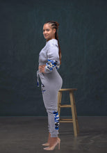 Load image into Gallery viewer, Be Cute Jogger Set- Gray and Blue
