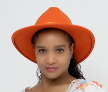 Load image into Gallery viewer, Stylish Fedora Hats- Bright Orange
