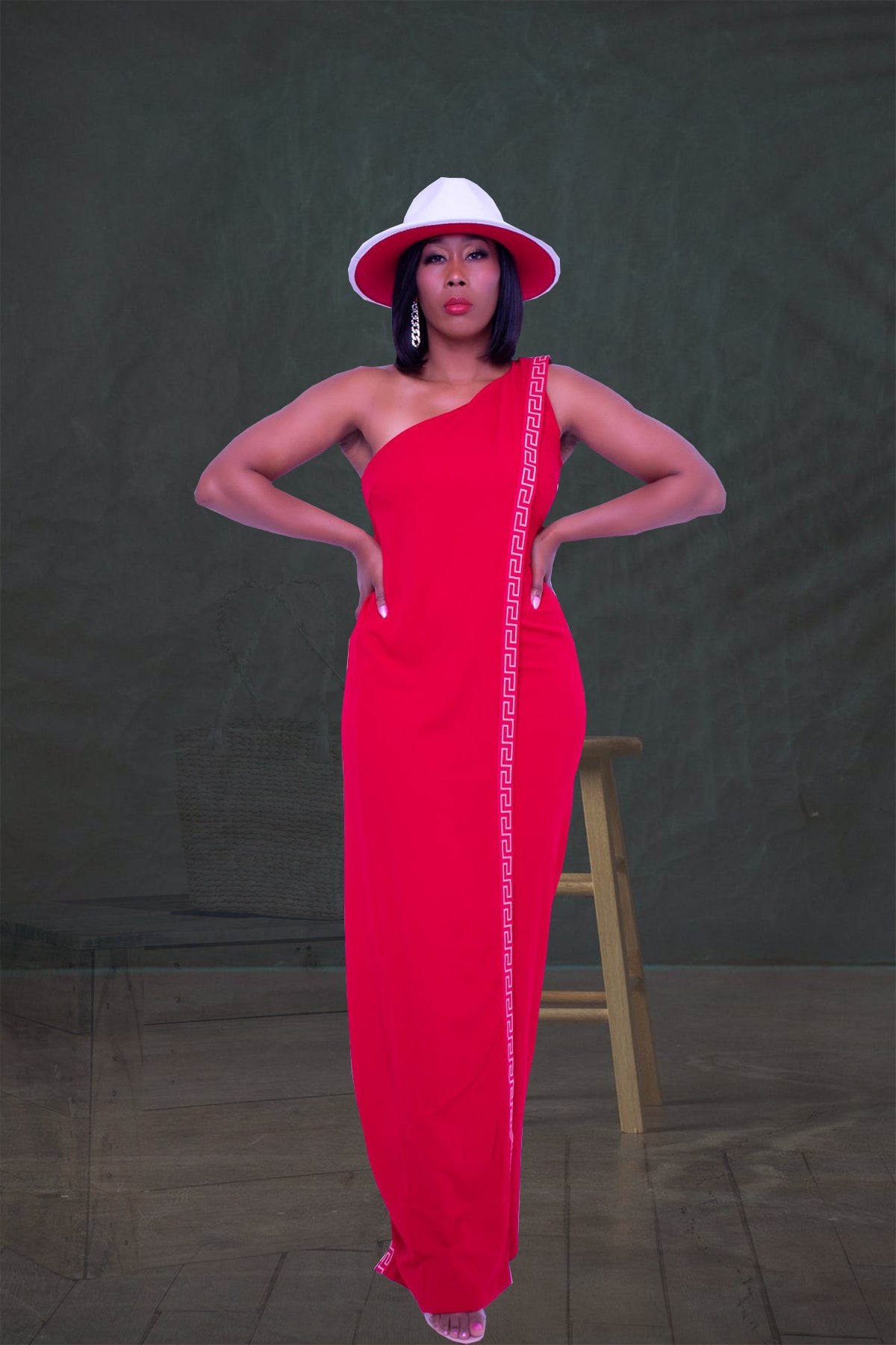 Stepping Out Jumpsuit- Red